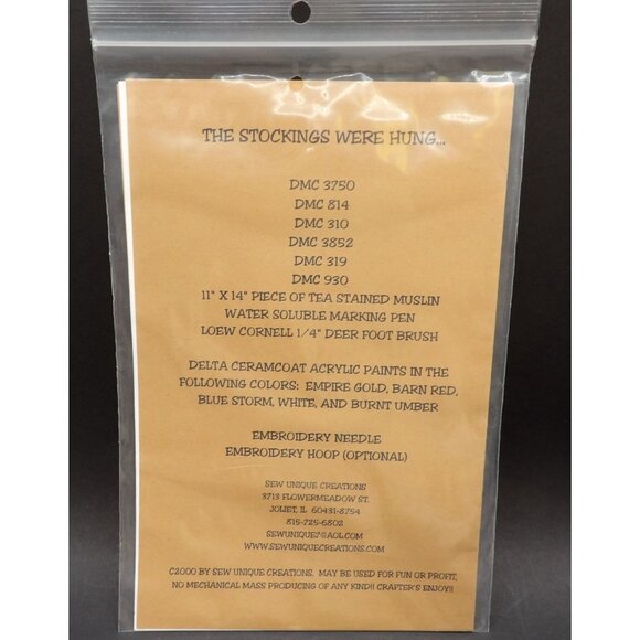 Sew Unique Creations Tara Lynn Darr #130 "Stockings Were Hung" 9" x 12" Stitcher - Picture 3 of 3